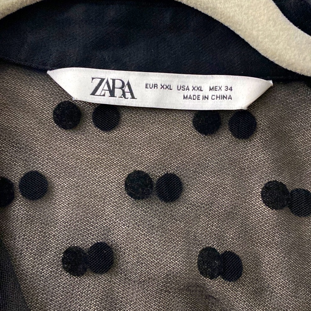 Zara Sheer Dot Midi Collared Long Sleeve - Picture 11 of 16